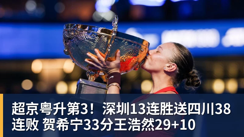 kaiyun体育超京粤升第3！深圳13连胜送四川38连败 贺希宁33分王浩然29+10